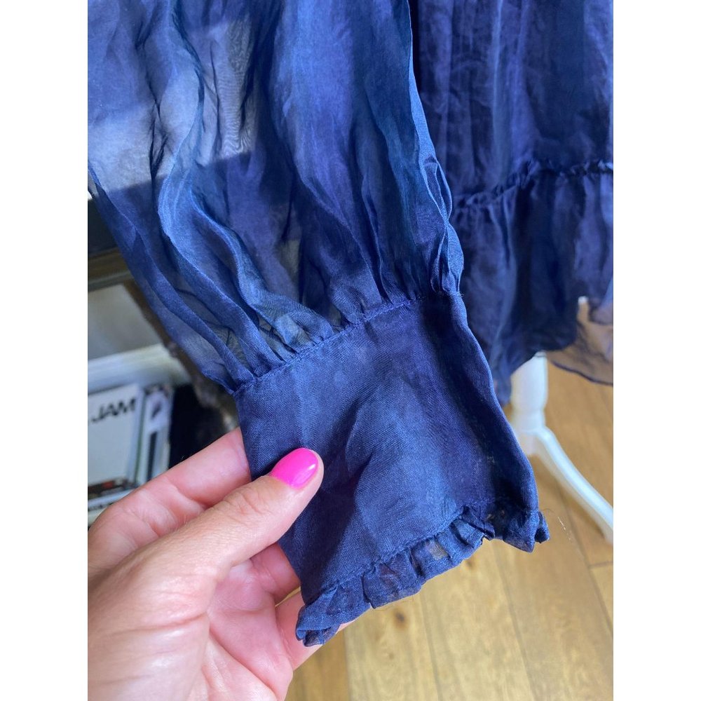 Cinq a Sept Rhonda Navy Blue Organza Mini Dress 8 - Picture 10 of 13